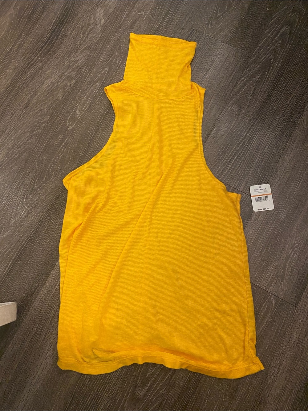 Free People Sleeveless Turtleneck Tank Top in Yellow